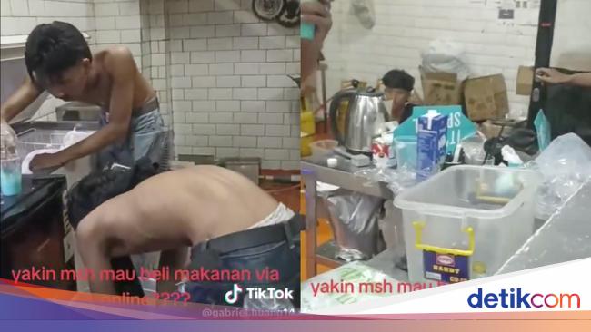 Karyawan Gerai Ayam Tanpa Baju saat Siapkan Makanan, Ini Klarifikasinya