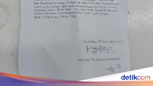 Tulisan Tangan Tom Lembong Dijadikan Bukti Praperadilan, Ini Isinya