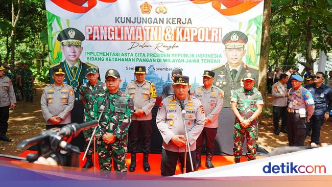 Kapolri dan Panglima Tinjau Lahan untuk Program Ketahanan Pangan di Jateng