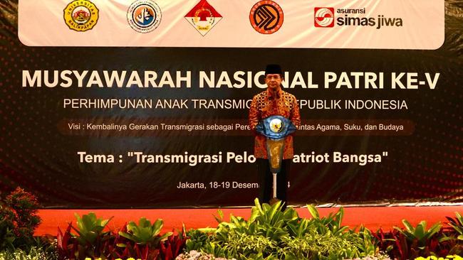 Buka Munas V PATRI, Mentrans Ajak Kolaborasi Tokoh-tokoh Anak Transmigran