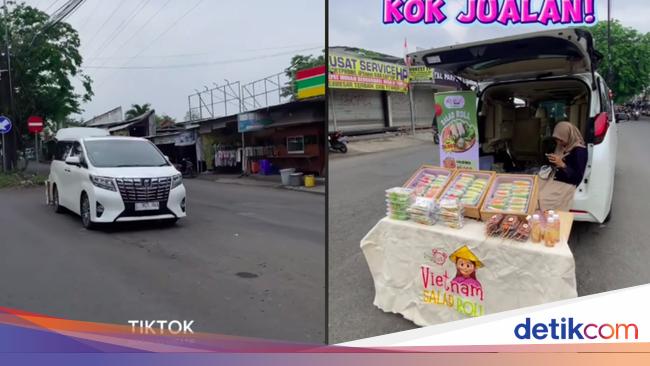 Gokil! Jualan Salad Kaki Lima pakai Mobil Alphard