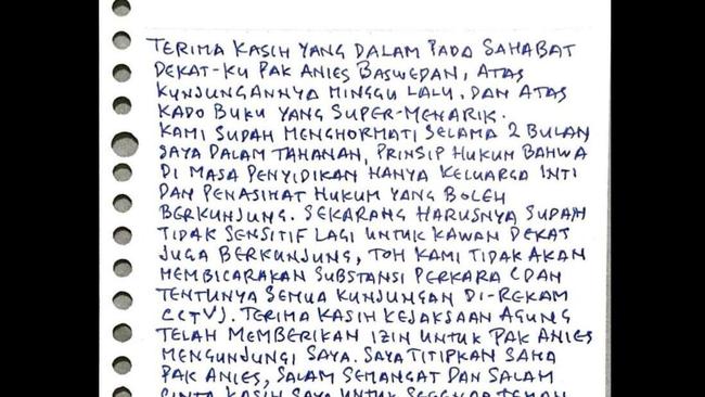 Tulisan Tangan Tom Lembong Usai Dijenguk Anies di Tahanan: Tak Bahas Perkara