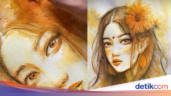 Wow! Seniman Ini Ciptakan Lukisan Sketsa Pakai Bubuk Rempah