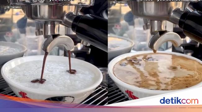 Nyeleneh! Ada Sajian Bubur dengan Disiram Espresso, Mau Coba?