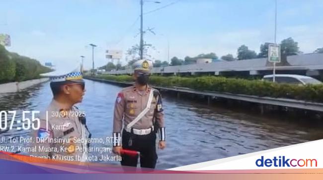 KM 26 Tol Sedyatmo Jalur Bawah Arah Soetta Tergenang, Lalin Dialihkan