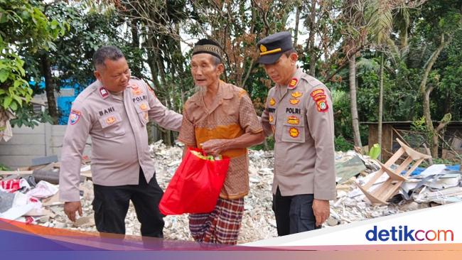 Kakek Hidup Sendiri di Gubuk Dekat ‘Tumpukan Sampah’ Tangerang, Polisi Bantu