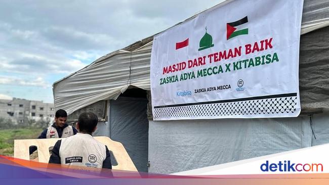 Penampakan Masjid Sementara yang Dibangun Zaskia Adya Mecca di Gaza