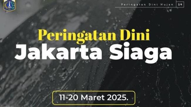 Pemprov DKI Keluarkan Peringatan Dini Cuaca Ekstrem 11-20 Maret, Siaga Banjir