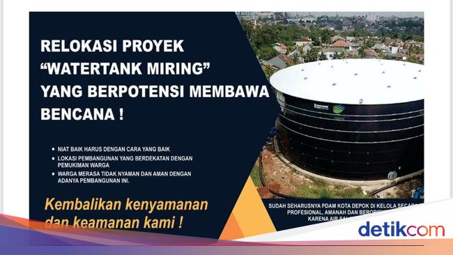 Warga Depok Resah, Tangki 10 Juta Liter Air Dekat Perumahan Makin Miring