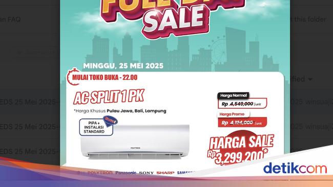 AC Split 1 PK Hemat Jutaan Rupiah di Transmart Full Day Sale