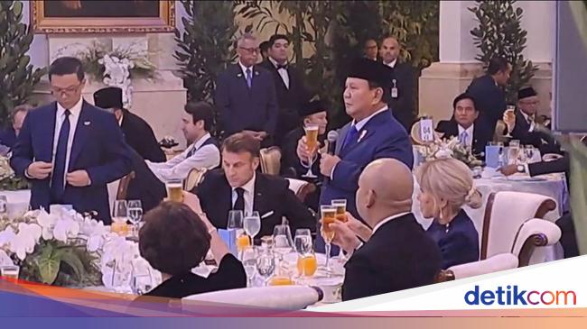 Prabowo Ajak Toast di Dinner Bareng Macron dan Brigitte: Vive La France