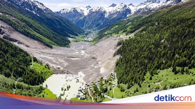 Penampakan Desa di Swiss Hancur Terkubur Longsor Gletser