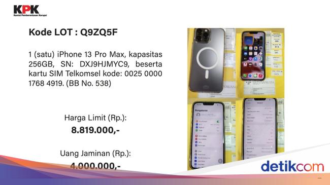 KPK Lelang Handphone Koruptor, iPhone 13 Pro Max Mulai Rp 8,8 Juta