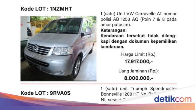KPK Lelang Aset Koruptor Besok, Ada Mobil Volkswagen Mulai Rp 17 Juta