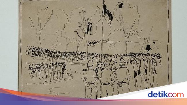 Sketsa Sudjana Kerton 'Saksi Bisu' Peristiwa Tentara PETA di Bandung