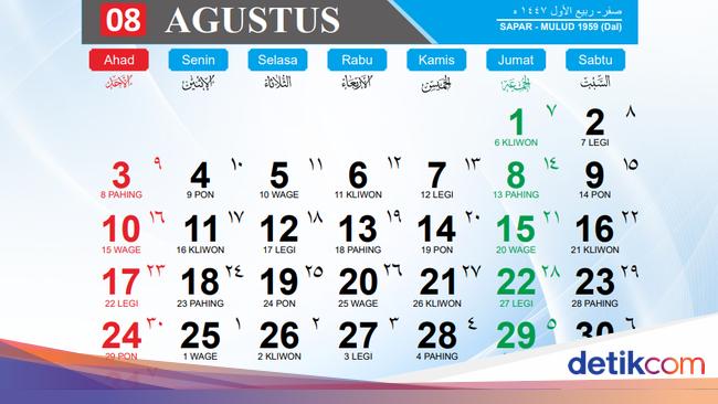Daftar Libur Agustus 2025, 18 Agustus Masuk Cuti Bersama