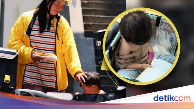 Miris! Perjuangan Ibu Pengantar Makanan Kerja Sambil Bawa Anak Sakit