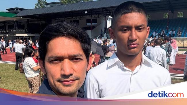 Momen Ibnu Jamil Peluk dan Sambut Dhofin Lolos Jadi Taruna Akademi TNI 2025