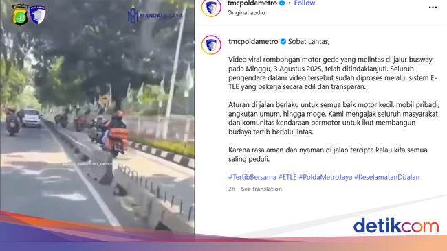 Konvoi Moge Terobos Busway Ditilang e-TLE, Segini Dendanya