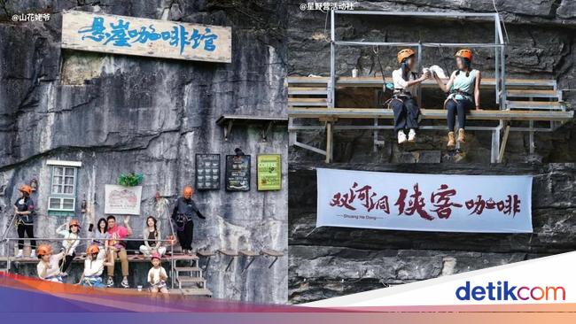 Menantang Maut! Kafe di China Viral dengan Berlokasi di Pinggir Tebing