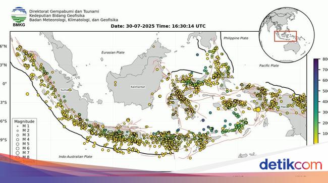 BMKG Catat 3.375 Gempa di Indonesia Sepanjang Juli 2025