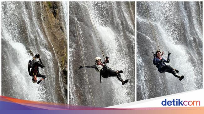 Uji Adrenalin di Wisata Belitar Seberang, Menuruni Tebing Air Terjun Puspa Dewi