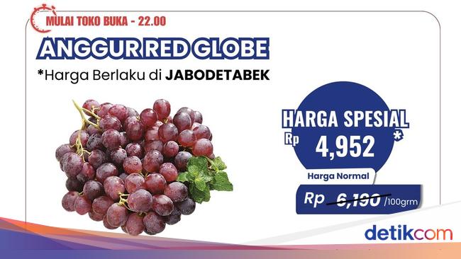 Beli Anggur Red Globe di Transmart Full Day Sale Lagi Murah-Murahnya