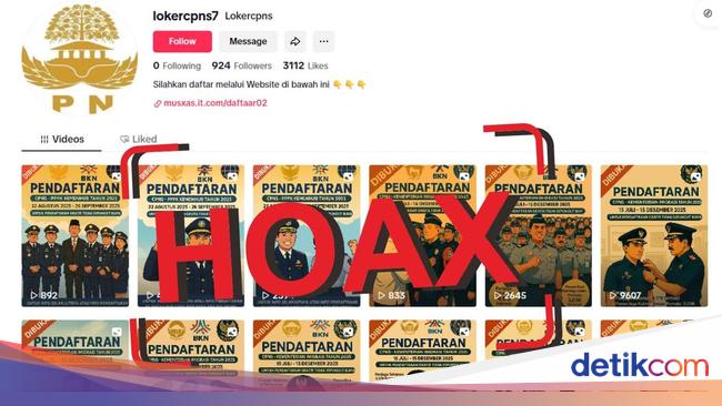 Jangan Tertipu! Akun TikTok @lokercpns7 Sebar Hoax 'Pendaftaran CPNS Imigrasi'