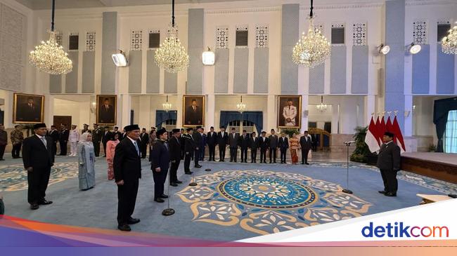 Prabowo Resmi Lantik 11 Pejabat: Menko Polkam Djamari Chaniago, Menpora Erick Thohir