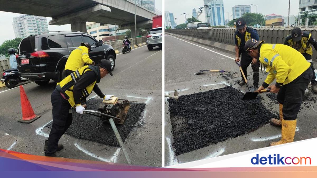 Bina Marga Tutup Lubang Flyover Pancoran Usai Terjadi 3 Kecelakaan
