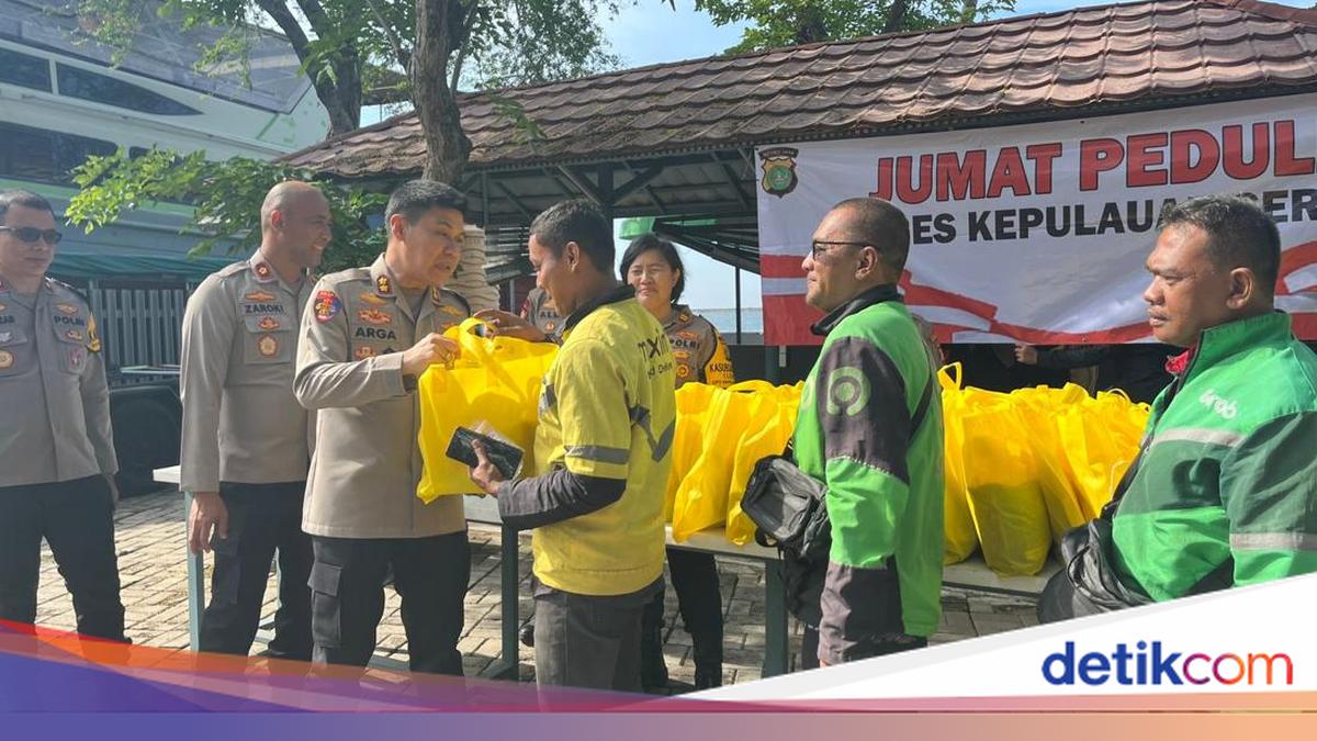 Perkuat Kamtibmas, Polres Kepulauan Seribu Berbagi dengan Ojol