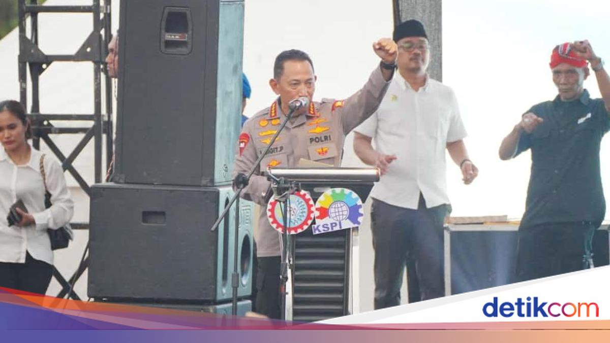 Kapolri Hadiri Apel Akbar Kebangsaan Buruh, Ajak Dukung Kebijakan Pemerintah