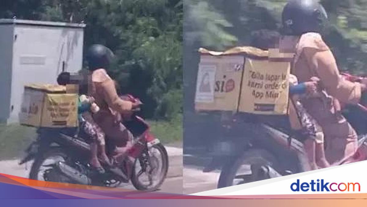 Demi Uang Tambahan, Ibu Ini Bawa 3 Anak Saat Jadi Pengantar Makanan