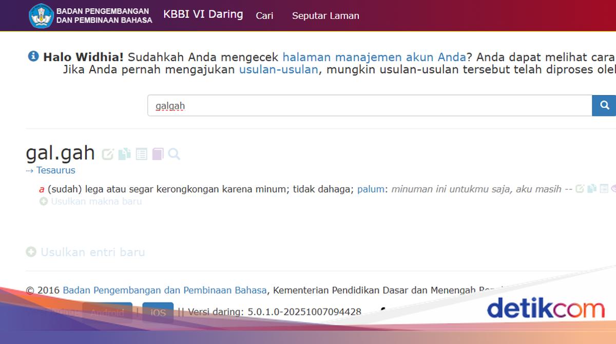 Makna 'Galgah' Menurut KBBI, Kosakata Baru Lawan Kata Haus