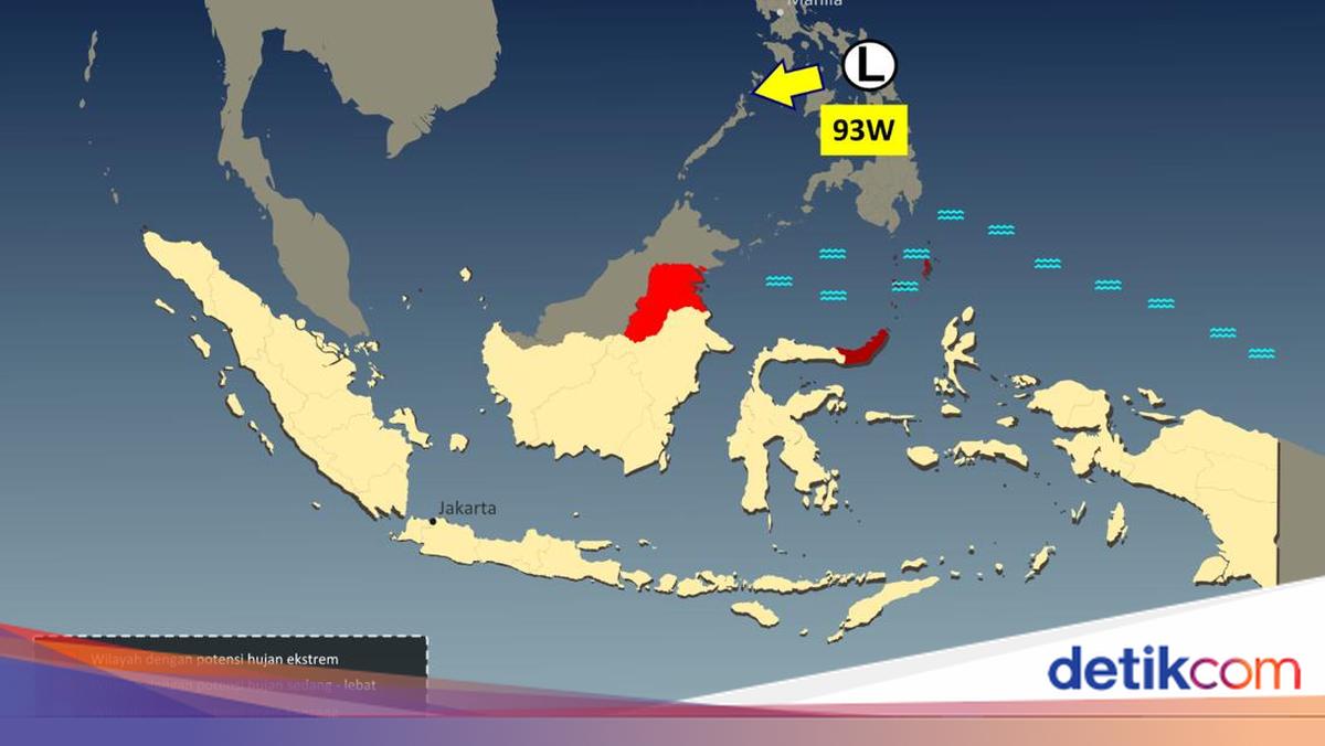 Ada Bibit Siklon 93W di Laut Filipina, Sulut-Kaltara Waspada Hujan Lebat