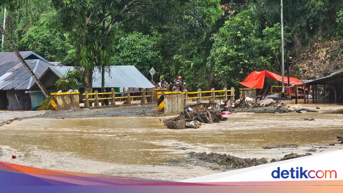 Batang River Overflow: Logs Block Bridge in West Sumatra