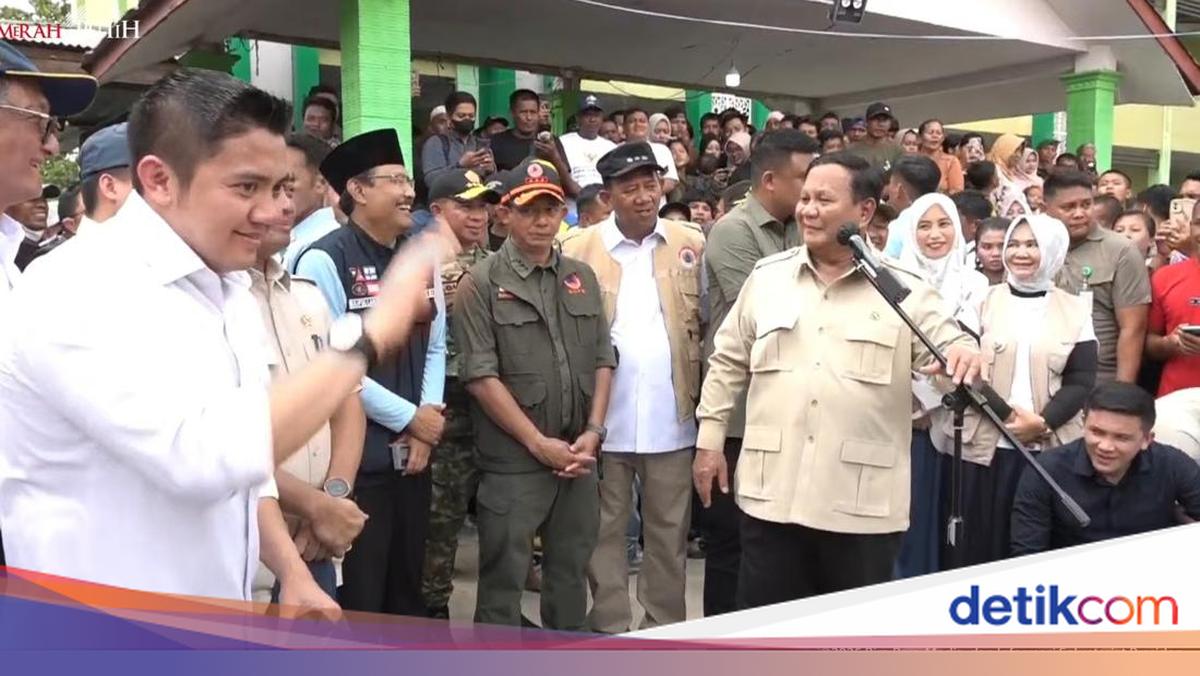 Prabowo Kenalkan Seskab Teddy di Posko Pengungsian Langkat: Sekarang Letkol