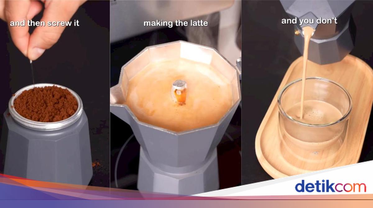 Bikin latte panas ternyata tak harus pakai mesin espresso. Kreator ini bagikan tips bikin latte enak hanya bermodal moka pot di rumah. ☕