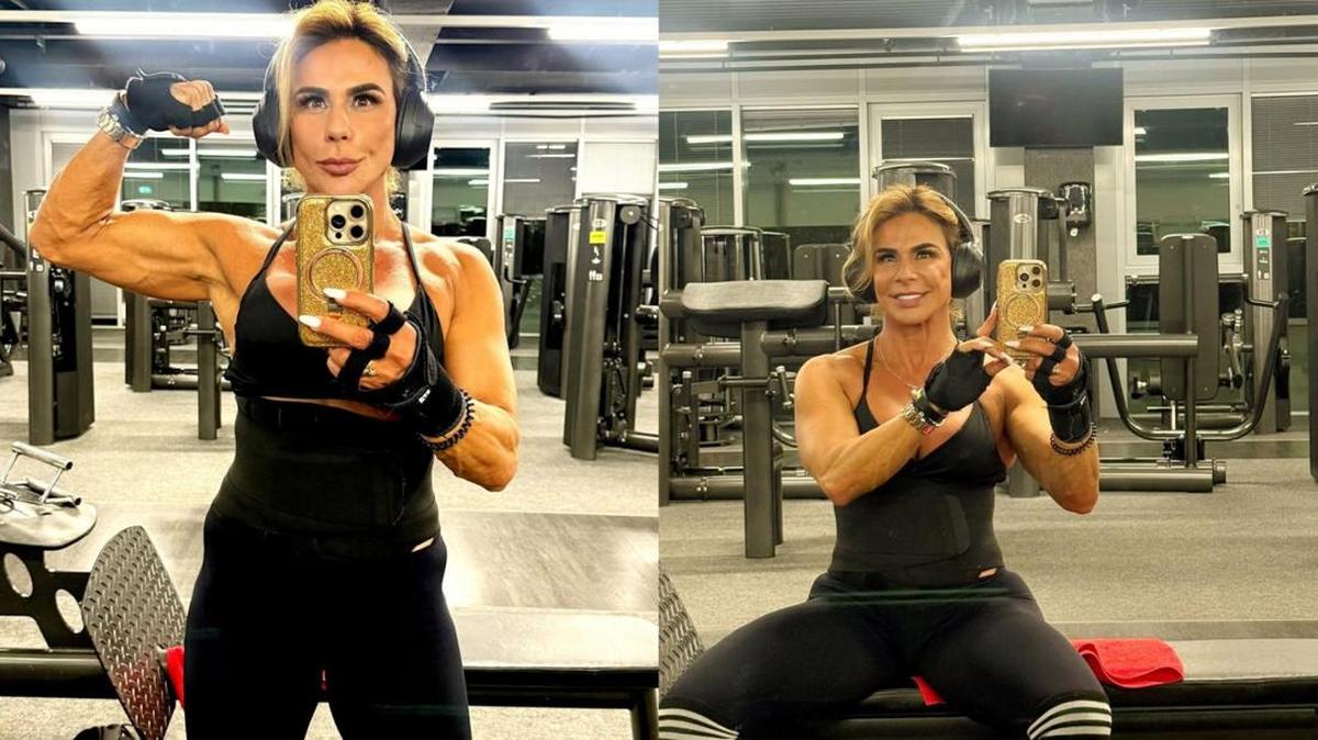 シックスパックの腹筋を持ち、55歳になった今でも健康で、缶詰ではないおばあちゃんのポートレート。