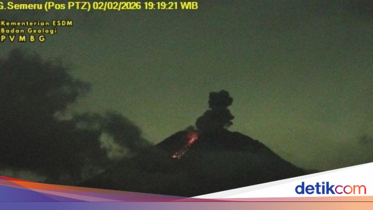 Gunung Semeru 3 Kali Erupsi Malam Ini, Tinggi Letusan Capai 1 Km