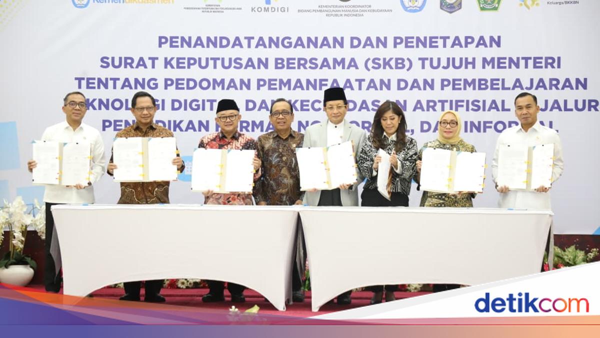 Mendagri & 6 Menteri Teken SKB Pemanfaatan AI di Pendidikan