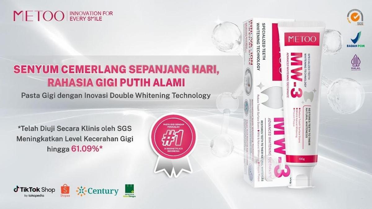 Meeto Toothpaste METOO MW-3 Advanced Whitening Toothpaste, Solusi Gigi Cerah Setiap Hari