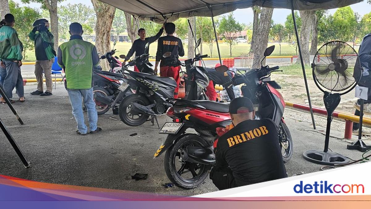 Bengkel Gratis Brimob Polda Riau Diserbu, Ratusan Ojol Antre