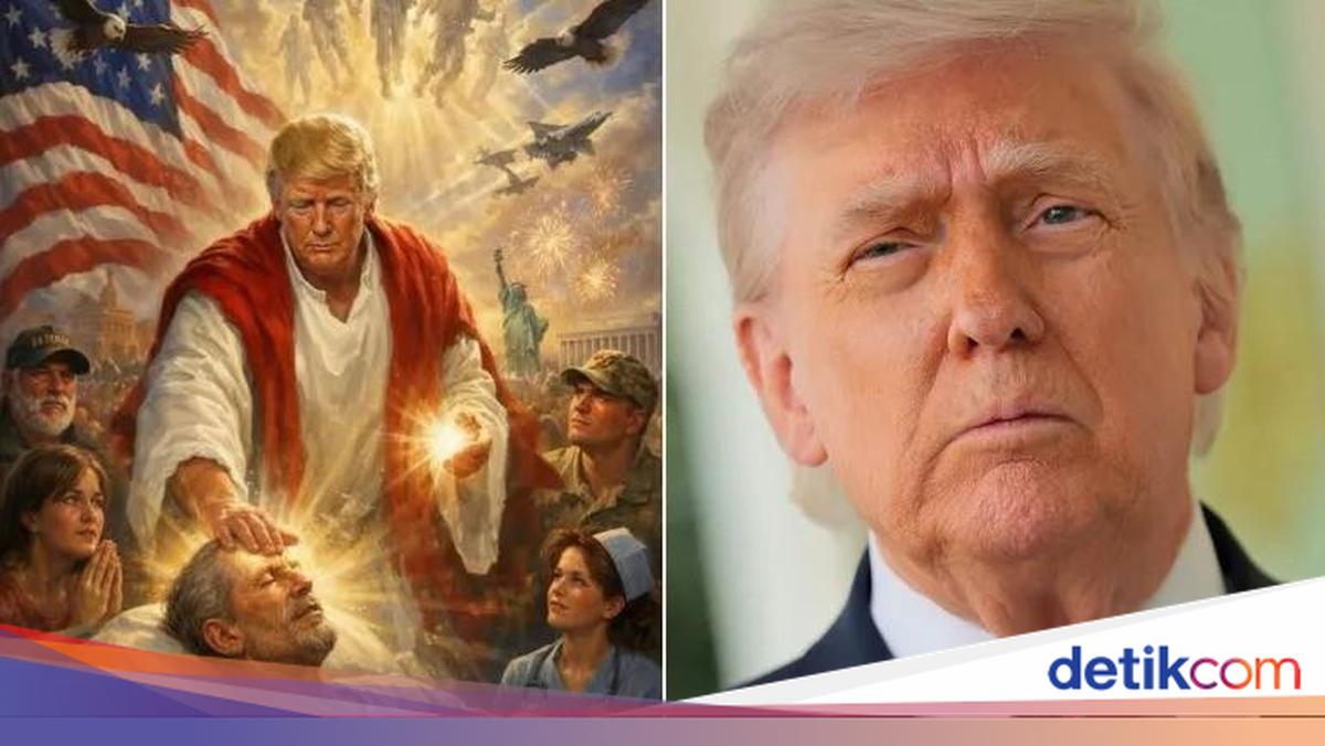 Trump menghapus postingan media sosial kontroversial yang menampilkan gambar AI dirinya sebagai sosok mirip Yesus Kristus.