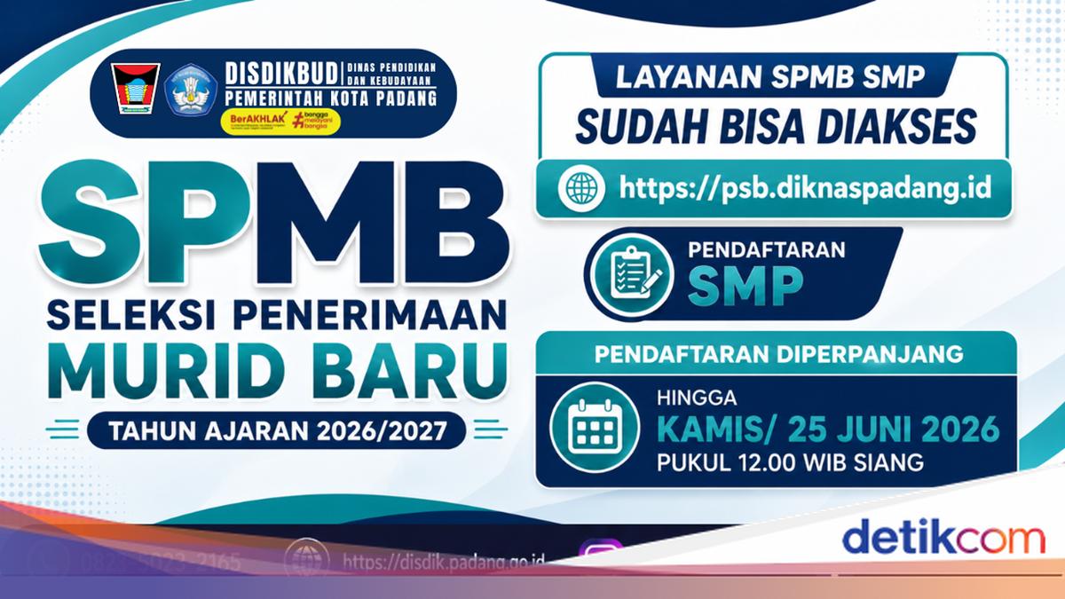 Sempat Alami Gangguan, SPMB SMP Kota Padang Diperpanjang Hingga 25 Juni ...