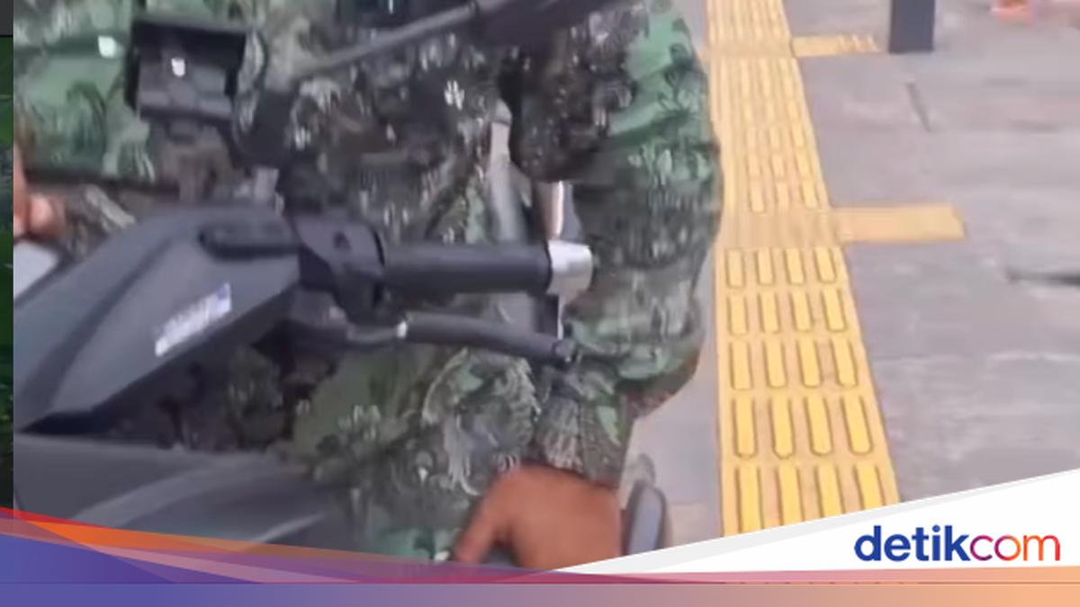 Gaya-gayaan Pemotor Jajah Trotoar Depok Ngaku Tentara padahal Bukan