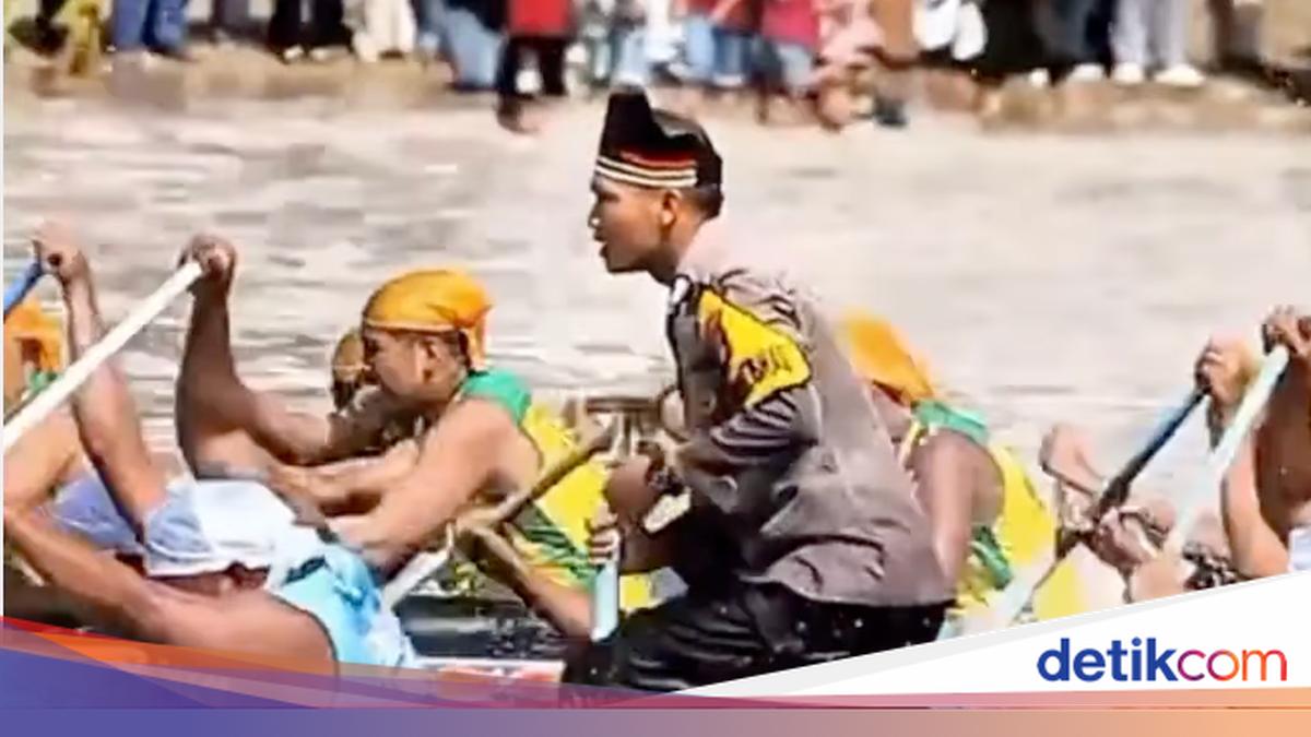 Polisi GIGIH Pimpin Pacu Jalur, Netizen Langsung Kalang Kabut Puji Gila