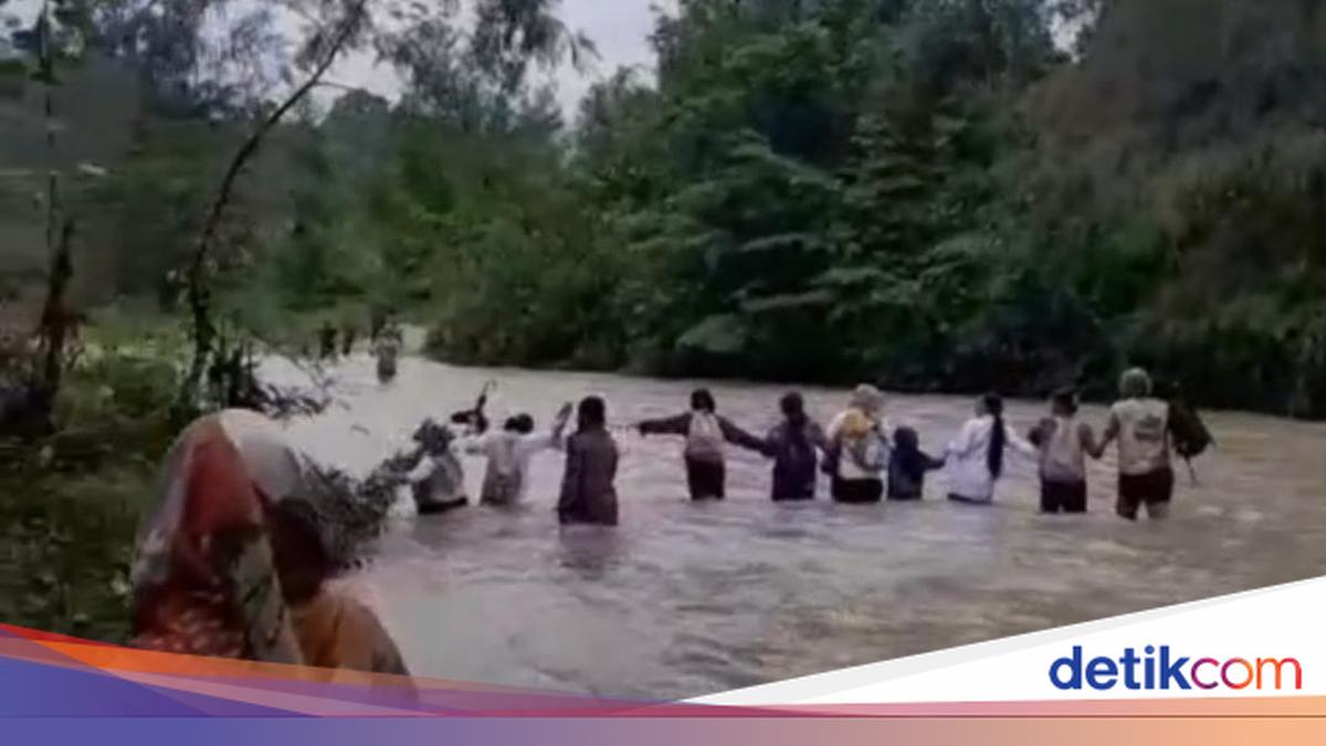 Siswa di Banggai Bertahun-tahun Seberangi Sungai Arus Deras demi Sekolah