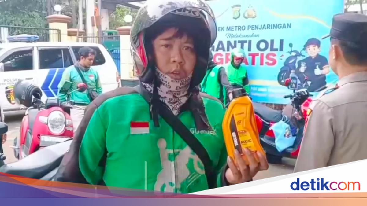 Apel Sabuk Kamtibmas di Polsek Penjaringan, Ojol Senang Bisa Ganti Oli Gratis