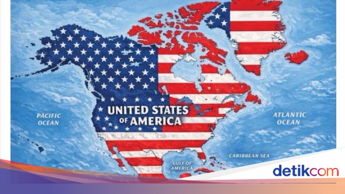 Heboh Trump Posting Peta Meksiko-Kanada-Greenland Ditutupi Bendera AS